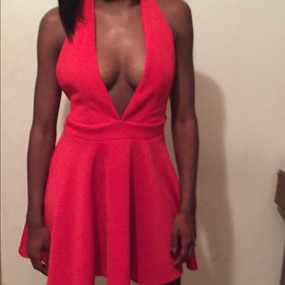 Missguided Red Halter Skater Dress